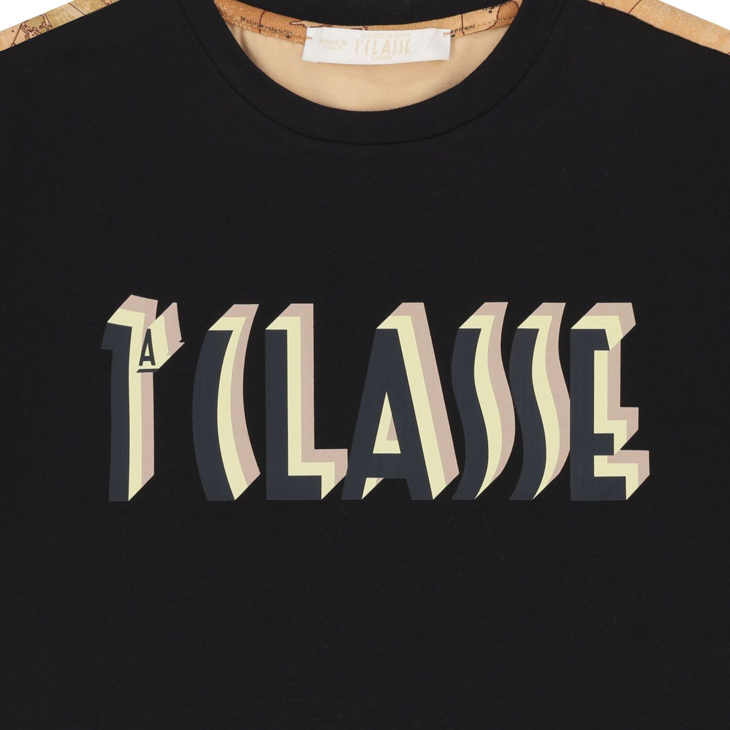 Boys Black & Beige Geo Map Logo T-Shirt, 2, hi-res