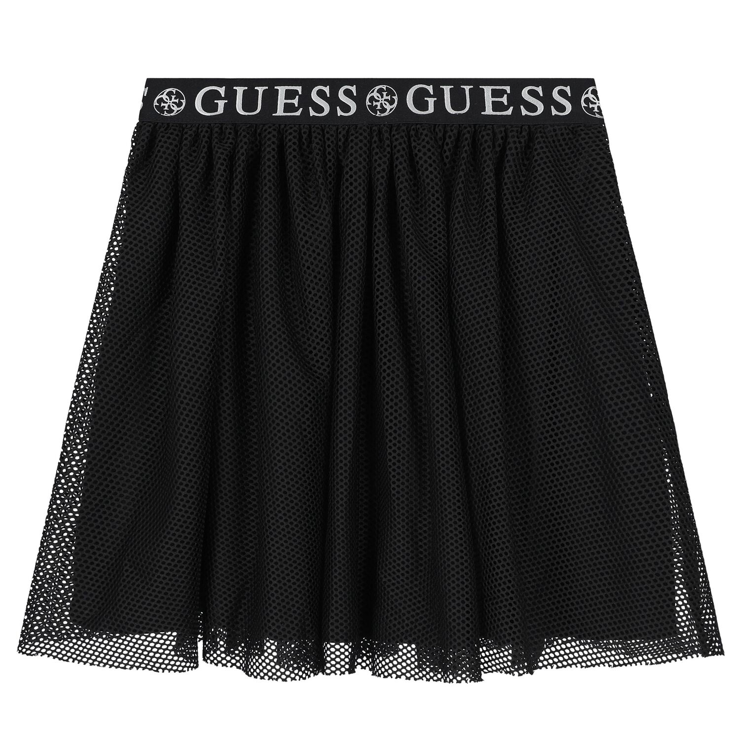 Girls Black Logo Mesh Skirt, 1, hi-res image number null