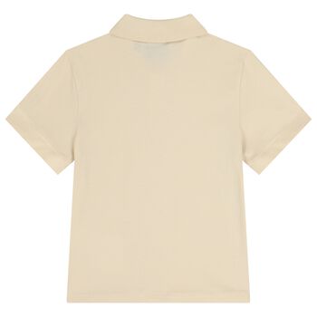 Boys Beige Logo Polo Shirt