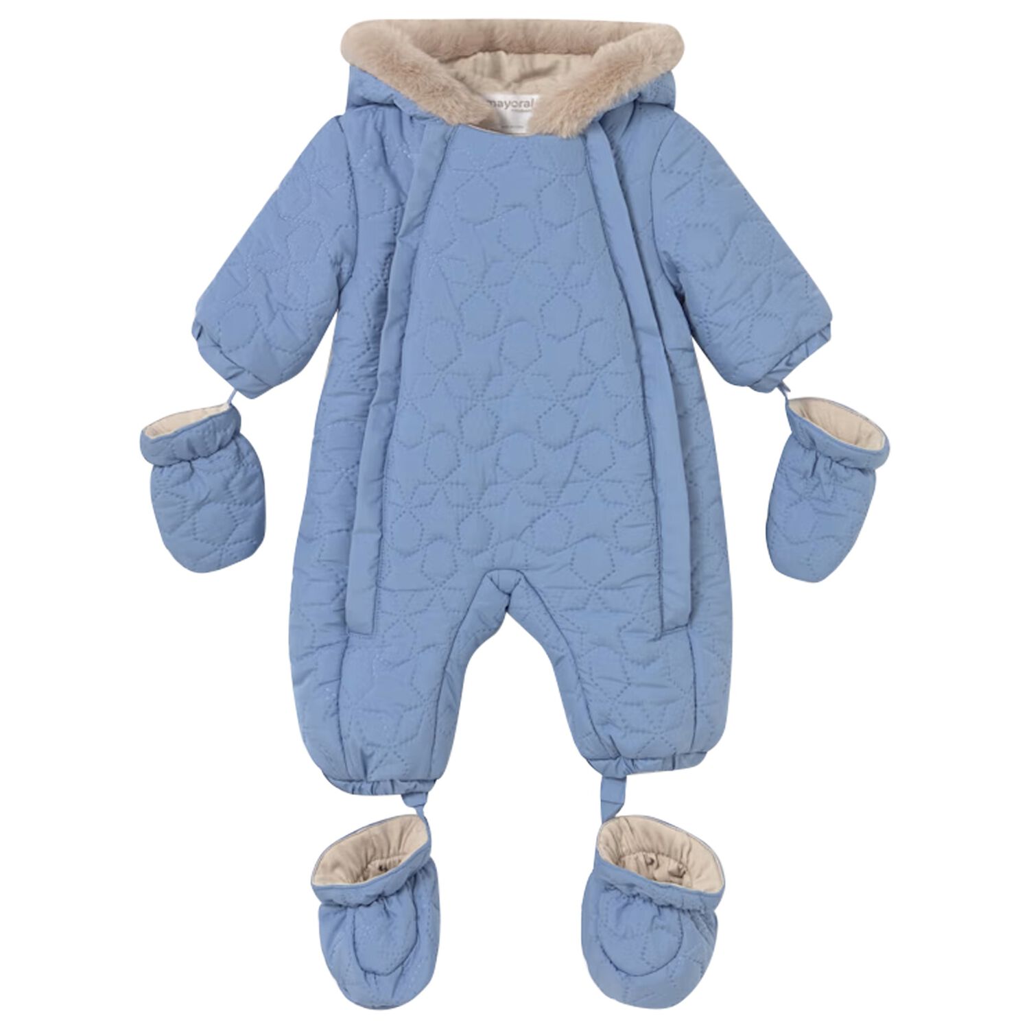 Baby Boys Blue Stars Snowsuit, 2, hi-res