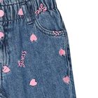 Girls Blue & Pink Logo Denim Jeans, 1, hi-res