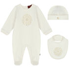 Ivory & Gold Logo Babygrow Gift Set, 1, hi-res