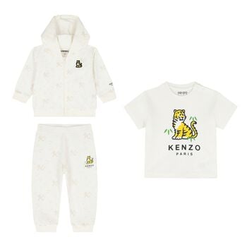 Younger Ivory & Beige Tiger Logo Tracksuit Set