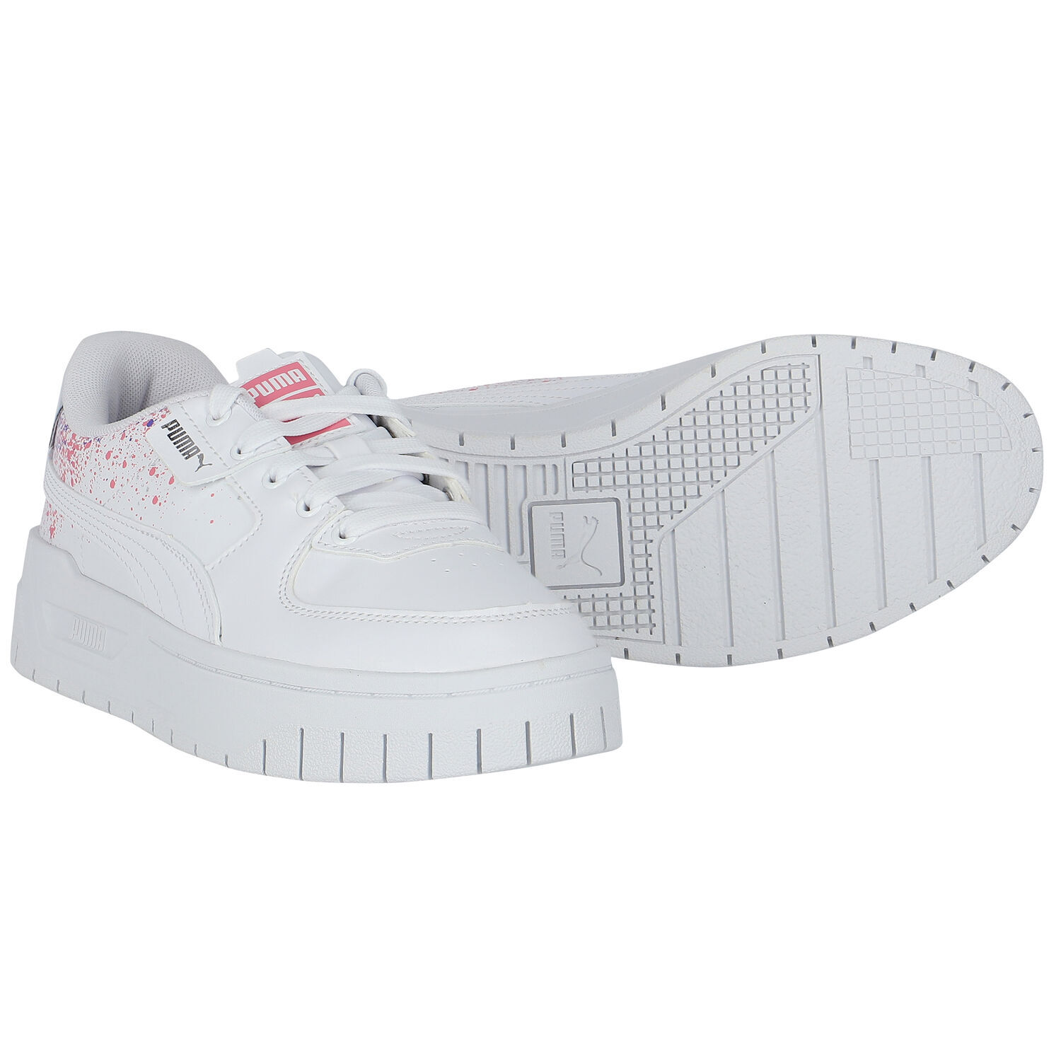 Girls White Cali Trainers, 1, hi-res image number null