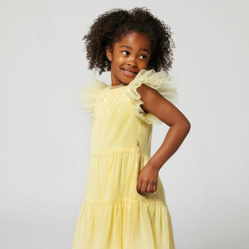 Girls Yellow Chiffon Sequin Dress