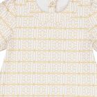 Younger Girls White & Gold Logo Dress, 1, hi-res