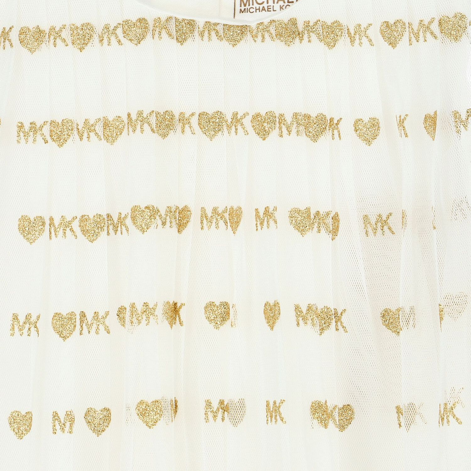 Younger Girls Ivory & Gold Tulle Dress Set, 1, hi-res