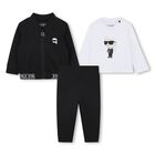 Younger Boys Black & White Logo 3-Piece Tracksuit, 1, hi-res