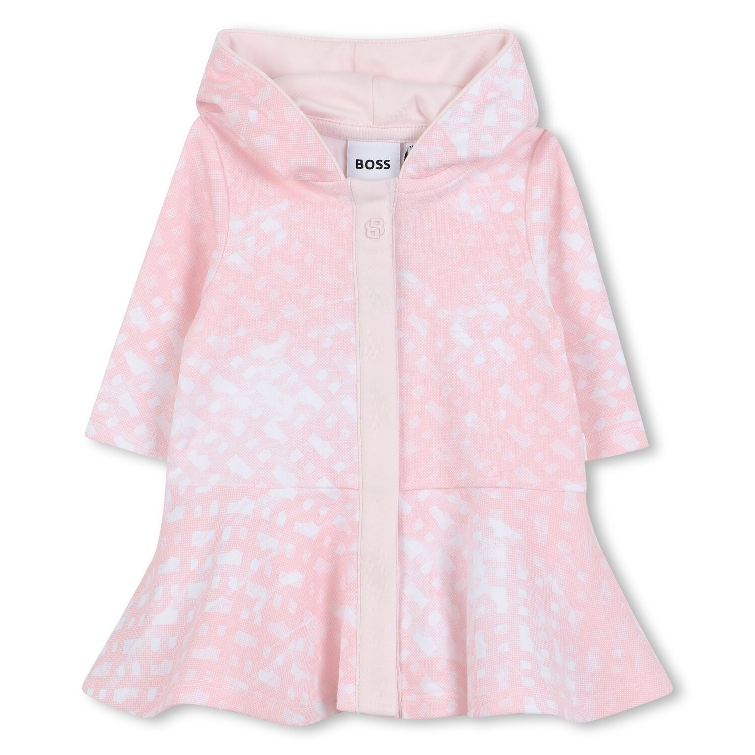 Younger Girls Pink & White Logo Hooded Dress, 1, hi-res image number null