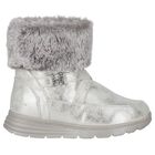 Girls Silver Logo Faux fur Boots, 1, hi-res