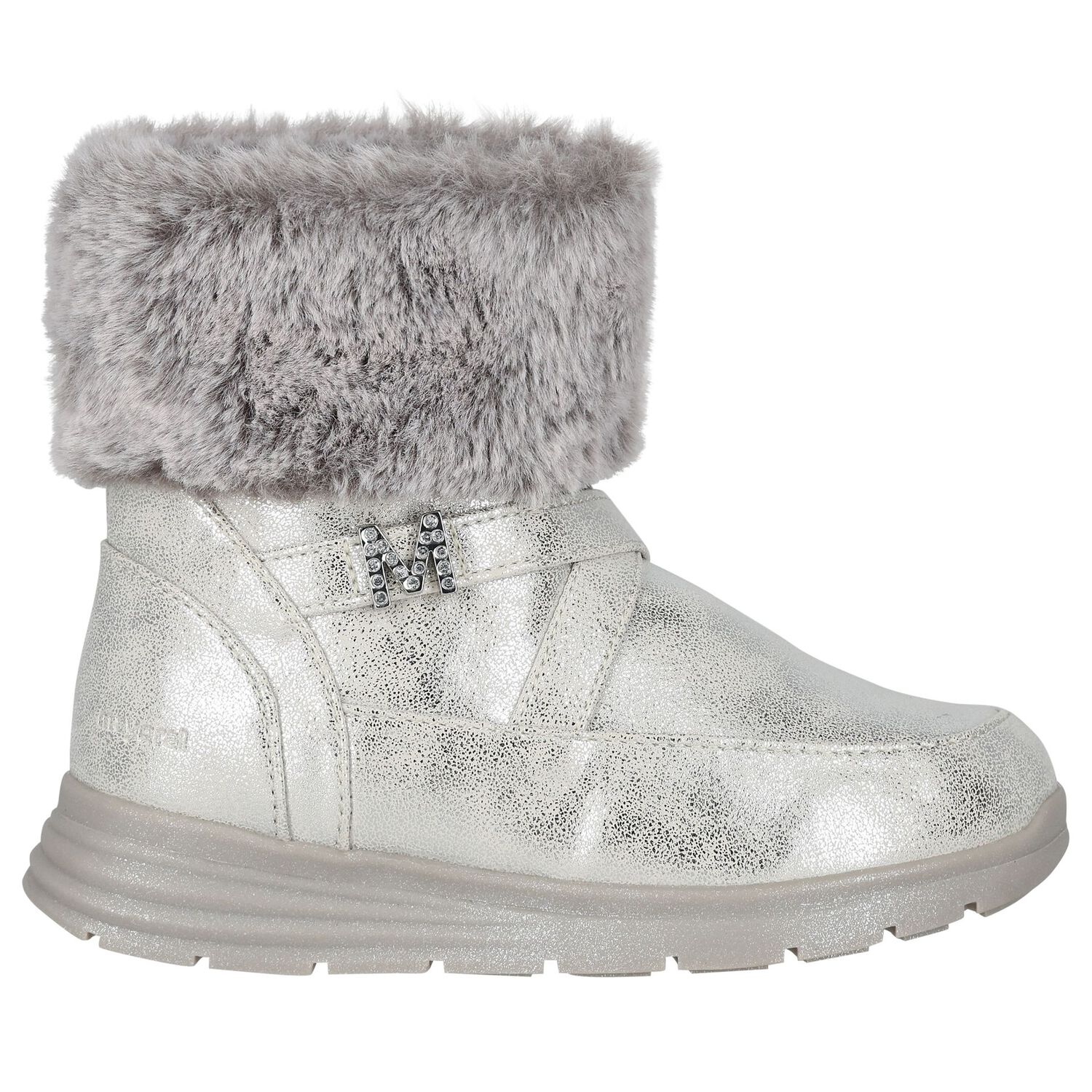 Girls Silver Logo Faux fur Boots, 1, hi-res
