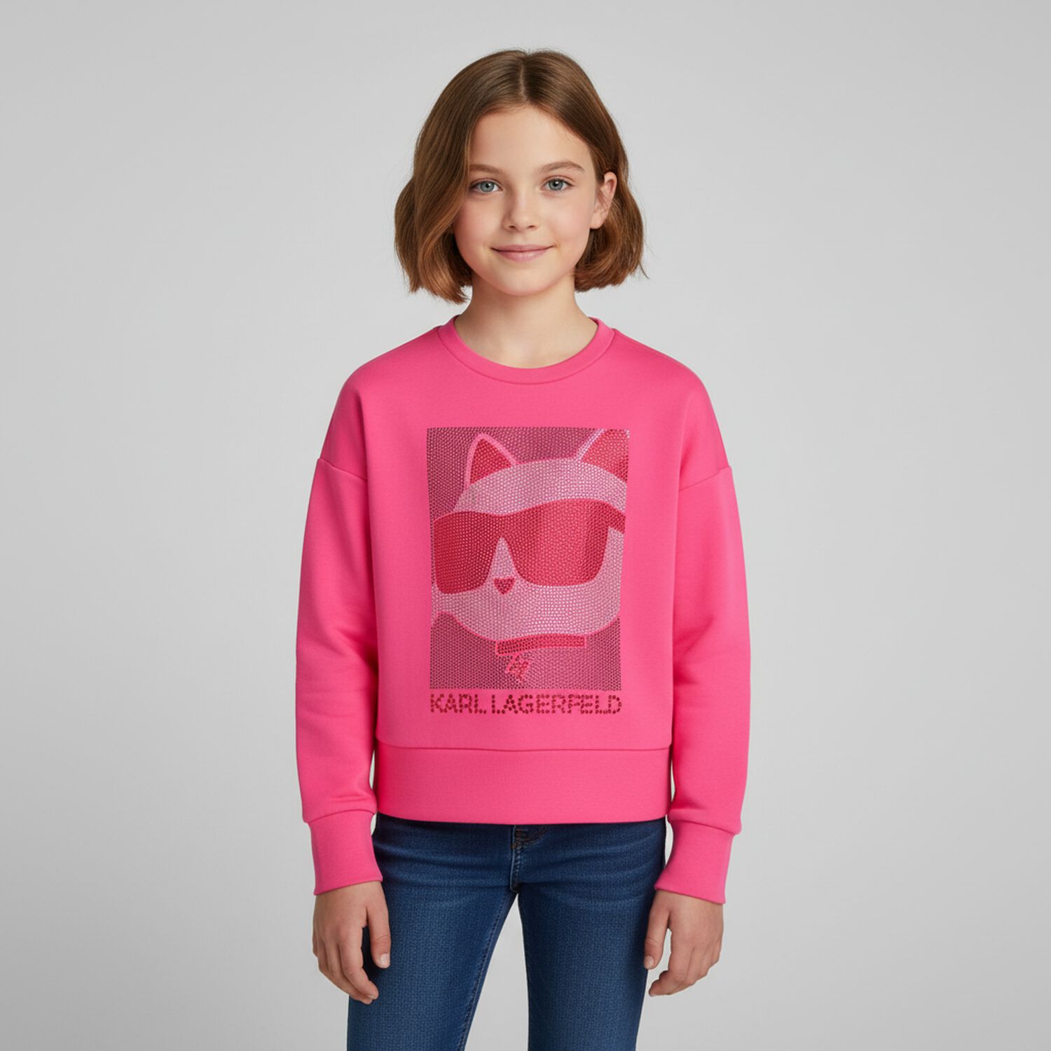 Girls Pink Choupette Logo Sweatshirt, 1, hi-res image number null