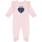 Baby Girls Pink Heart Babygrow, 1, hi-res