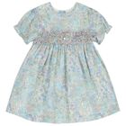 Baby Girls Green & Blue Liberty Dress, 1, hi-res