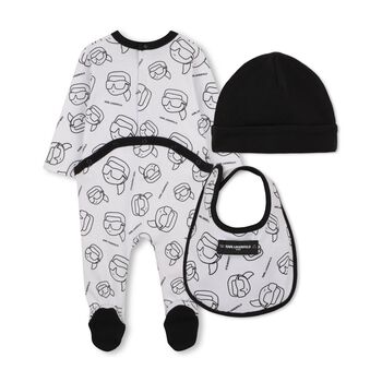 Baby Boys White & Black Ikonik Babygrow Gift Set