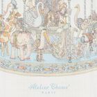 Baby Boys Ivory & Blue Carousel Carr&eacute; Swaddle & Bib Gift Set, 1, hi-res