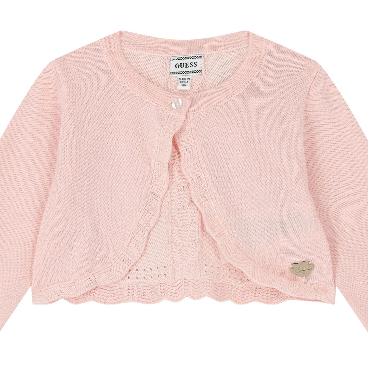 Younger Girls Pink Knitted Cardigan, 2, hi-res
