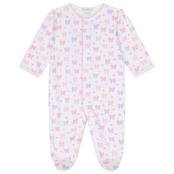 Baby Girls White Billowy Bows Babygrow