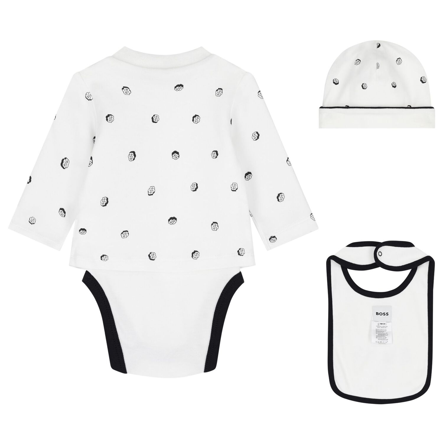 Baby Boys White & Black Bodysuit Set, 1, hi-res