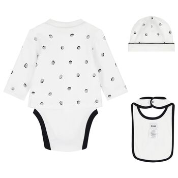 Baby Boys White & Black Bodysuit Set