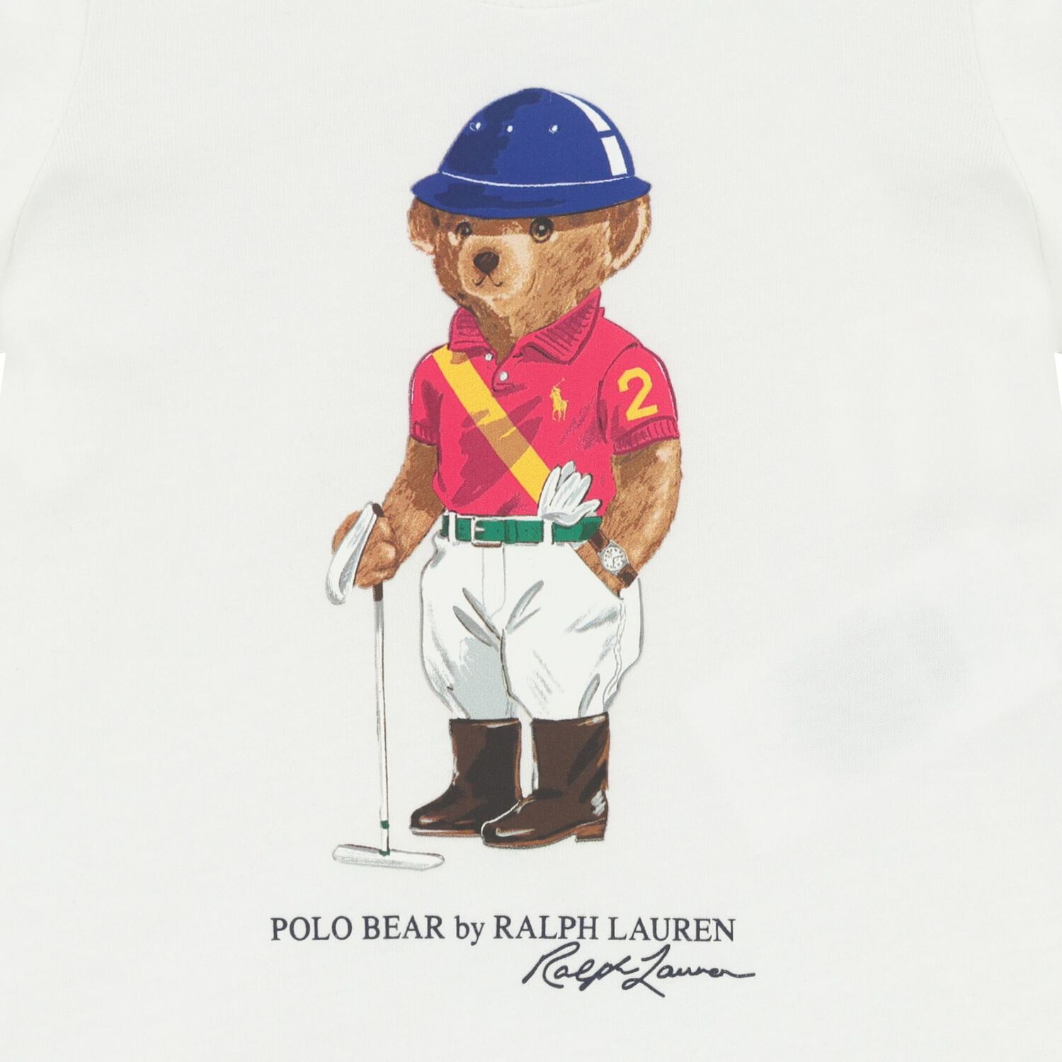 Baby Girls White Polo Bear Bodysuit, 1, hi-res