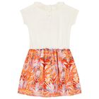 Girls Ivory & Orange Logo Dress, 1, hi-res