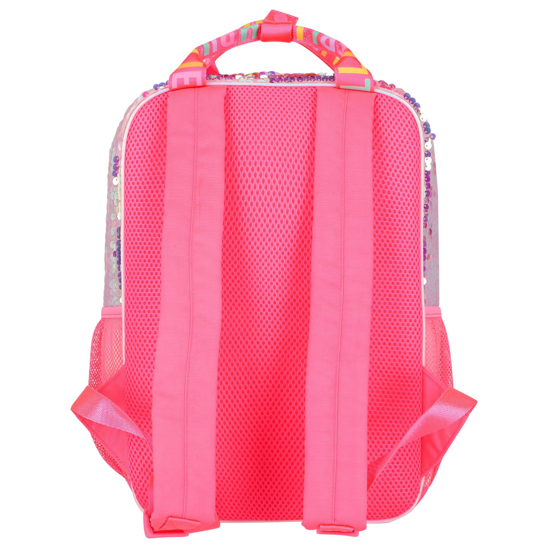 BILLIEBLUSH Girls Pink Iridescent Sequin Logo Backpack Junior Couture UK