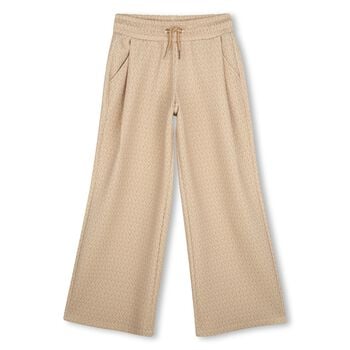 Girls Beige Logo Trousers