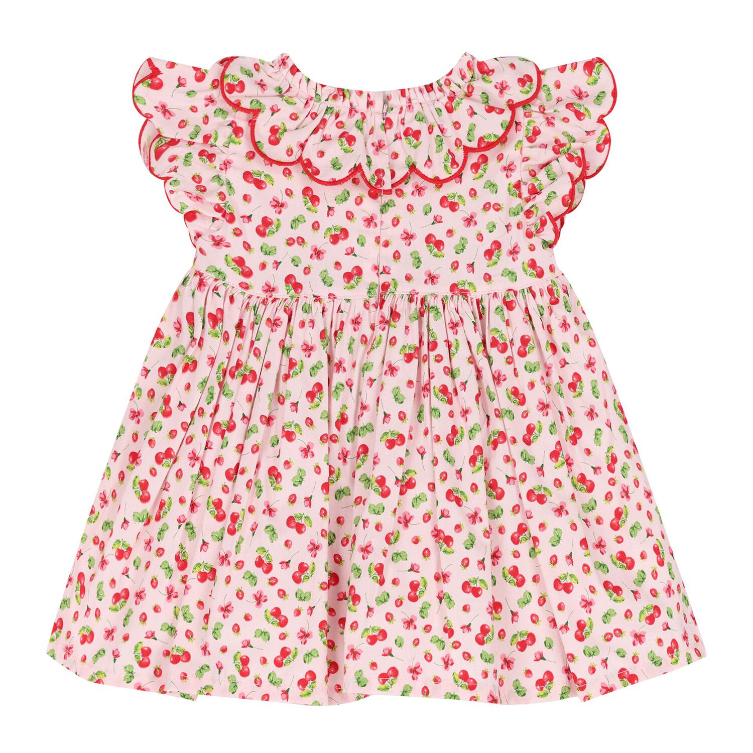 Baby Girls Pink Cherry Dress, 1, hi-res