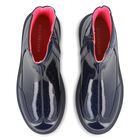 Girls Navy Blue Faux Leather Boots , 1, hi-res