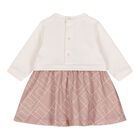 Baby Girls Ivory & Pink Logo Dress, 1, hi-res