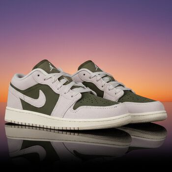 Green & White Air Jordan 1 Low Trainers