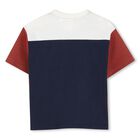 Younger Boys Navy Blue, Ivory & Orange Logo T-Shirt, 1, hi-res