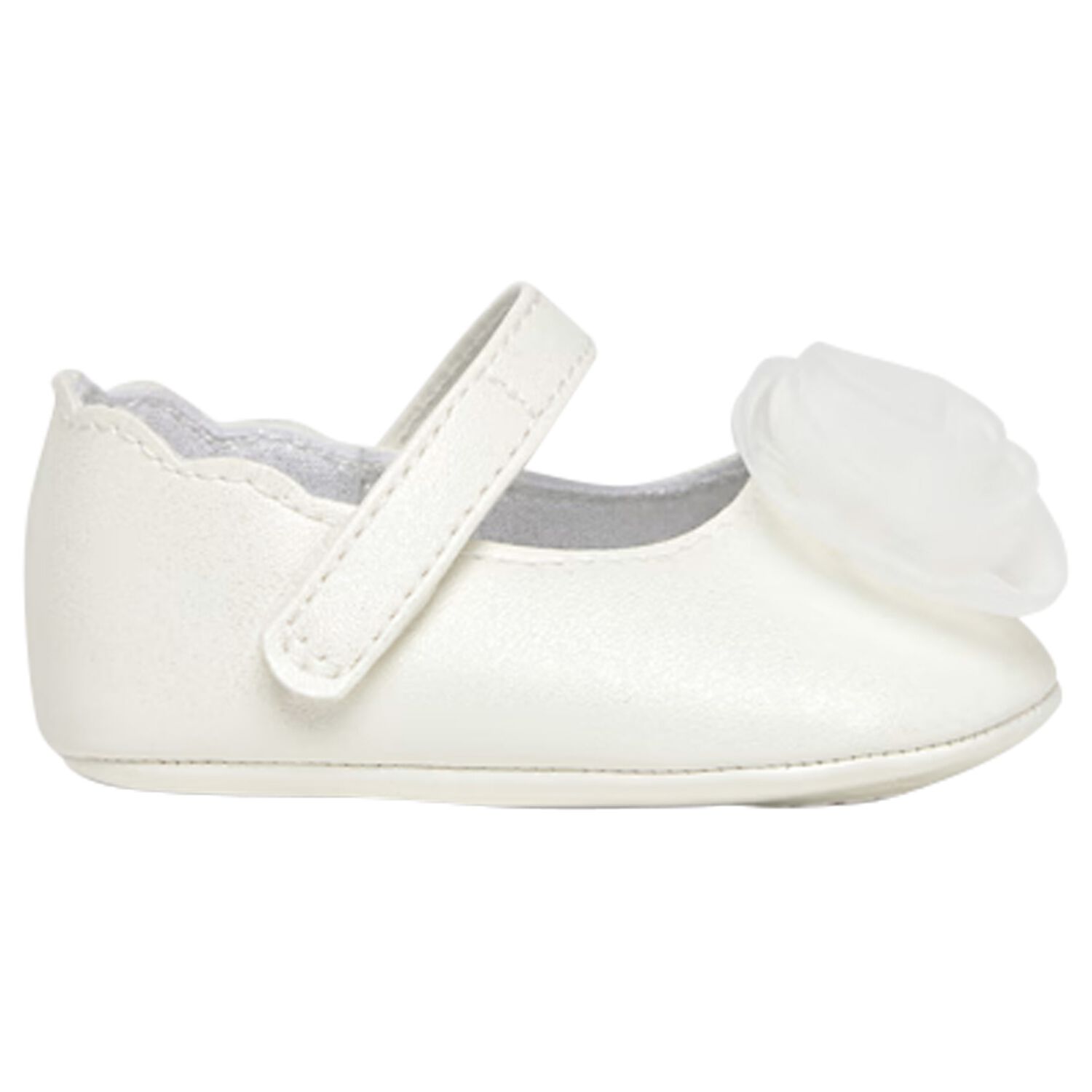 Baby Girls White Flower Pre Walker Shoes, 1, hi-res image number null