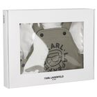 Younger Boys Green & White Ikonik Karl Dungaree Set , 1, hi-res