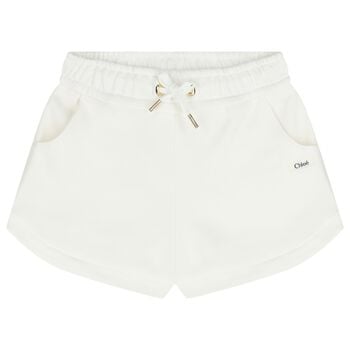 Girls Mini Me Ivory Logo Shorts