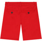 Boys Red Cotton Twill Shorts, 1, hi-res