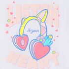 Girls White Headphones T-Shirt, 1, hi-res