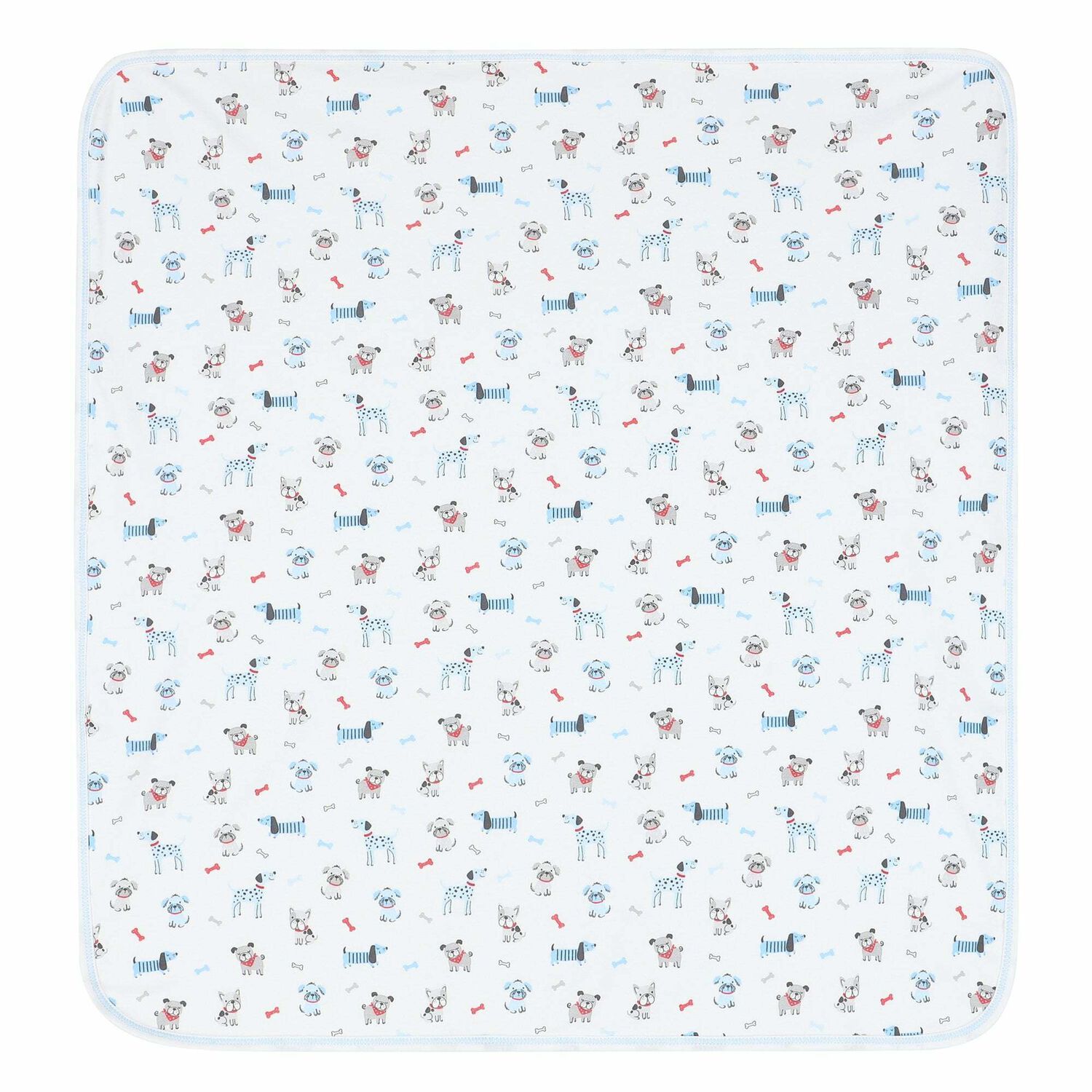 Baby Boys White Dogs Blanket, 1, hi-res