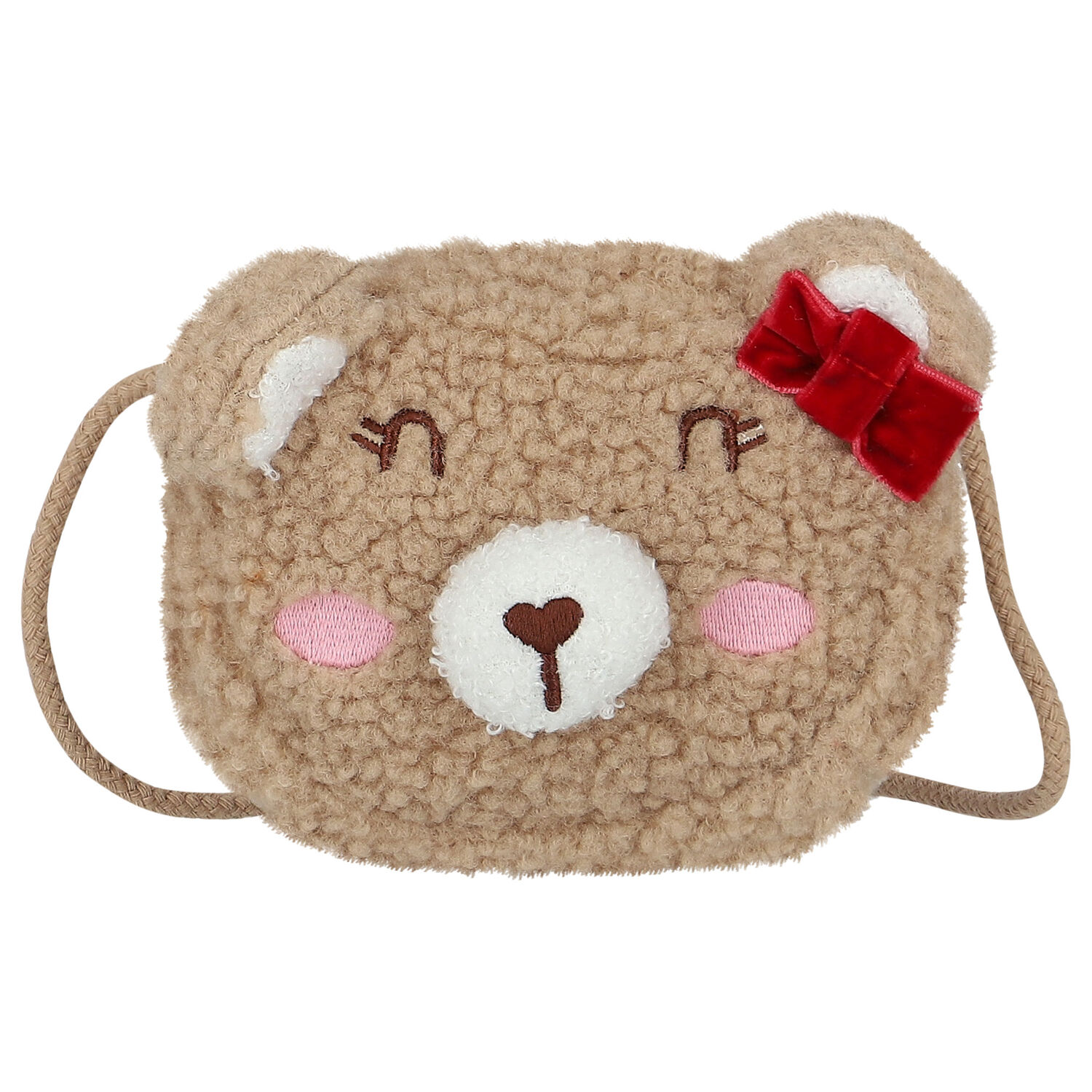 Younger Girls Beige Teddy Bear Bag, 1, hi-res