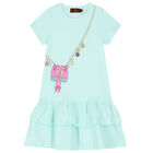 Girls Aqua Logo Bag Dress, 3, hi-res