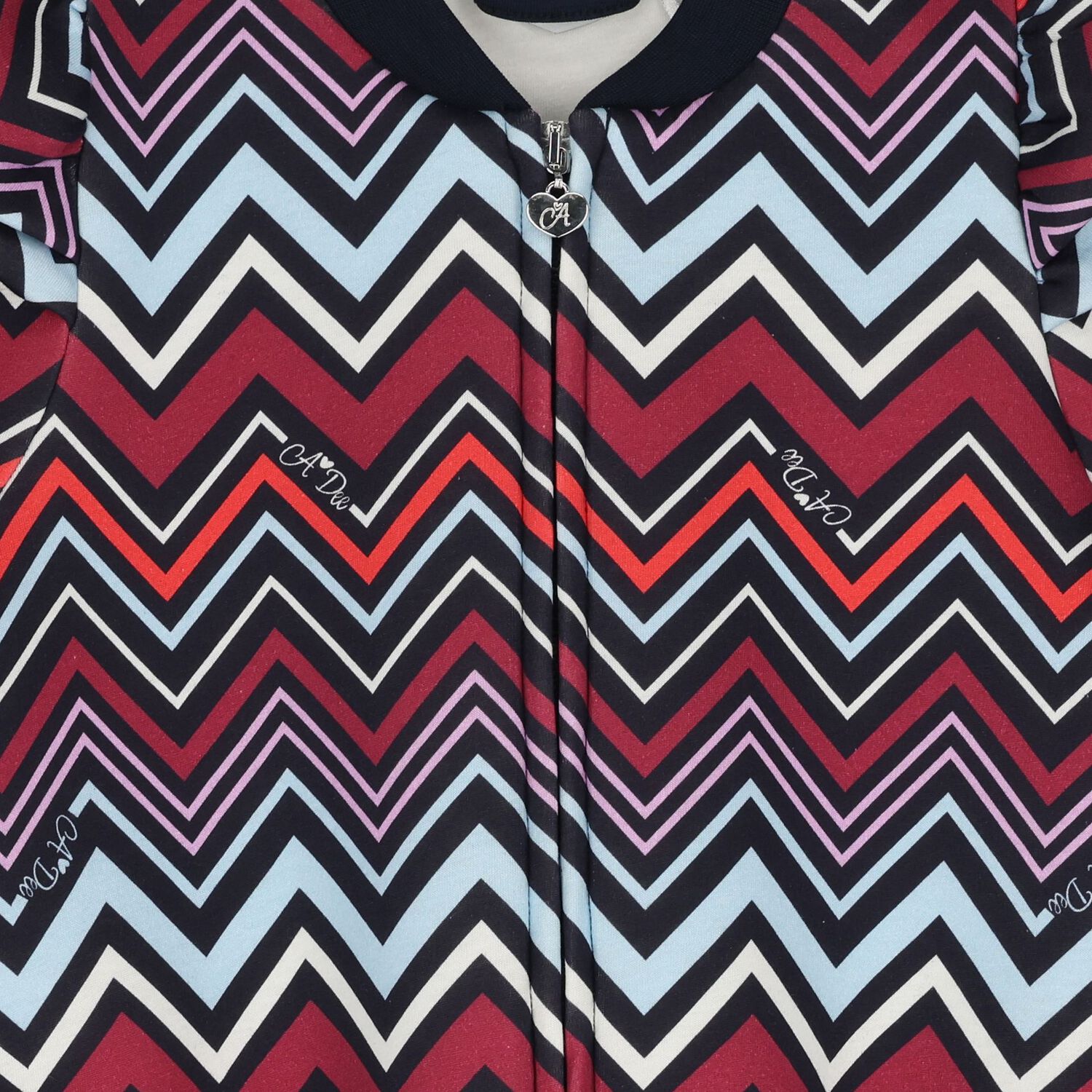 Girls Multi-Coloured Zig Zag Bomber Jacket, 1, hi-res