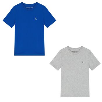 Boys Blue & Grey Logo T-Shirts ( 2-Pack )