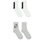 Boys Grey & White Logo Socks (2 Pack), 1, hi-res