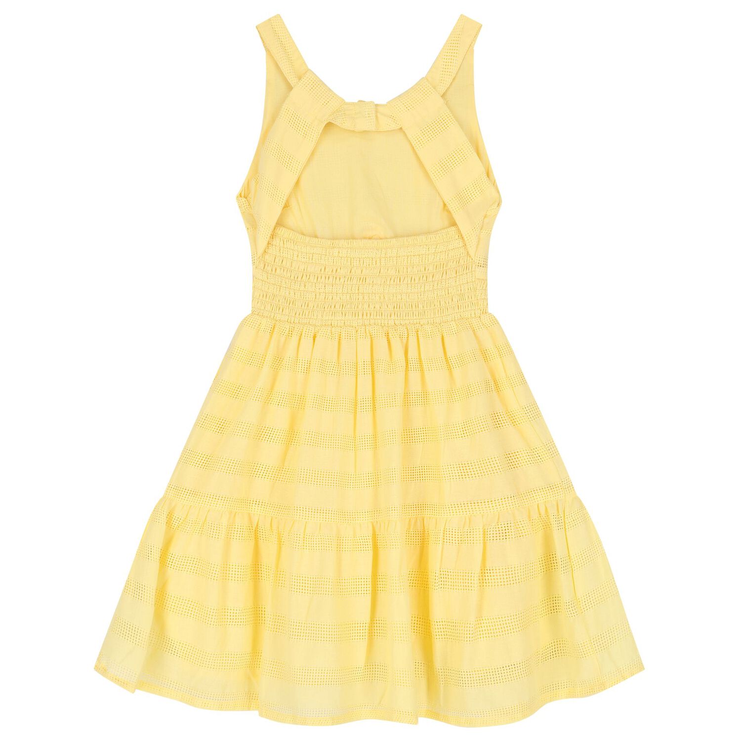 Girls Yellow Tiered Dress, 1, hi-res