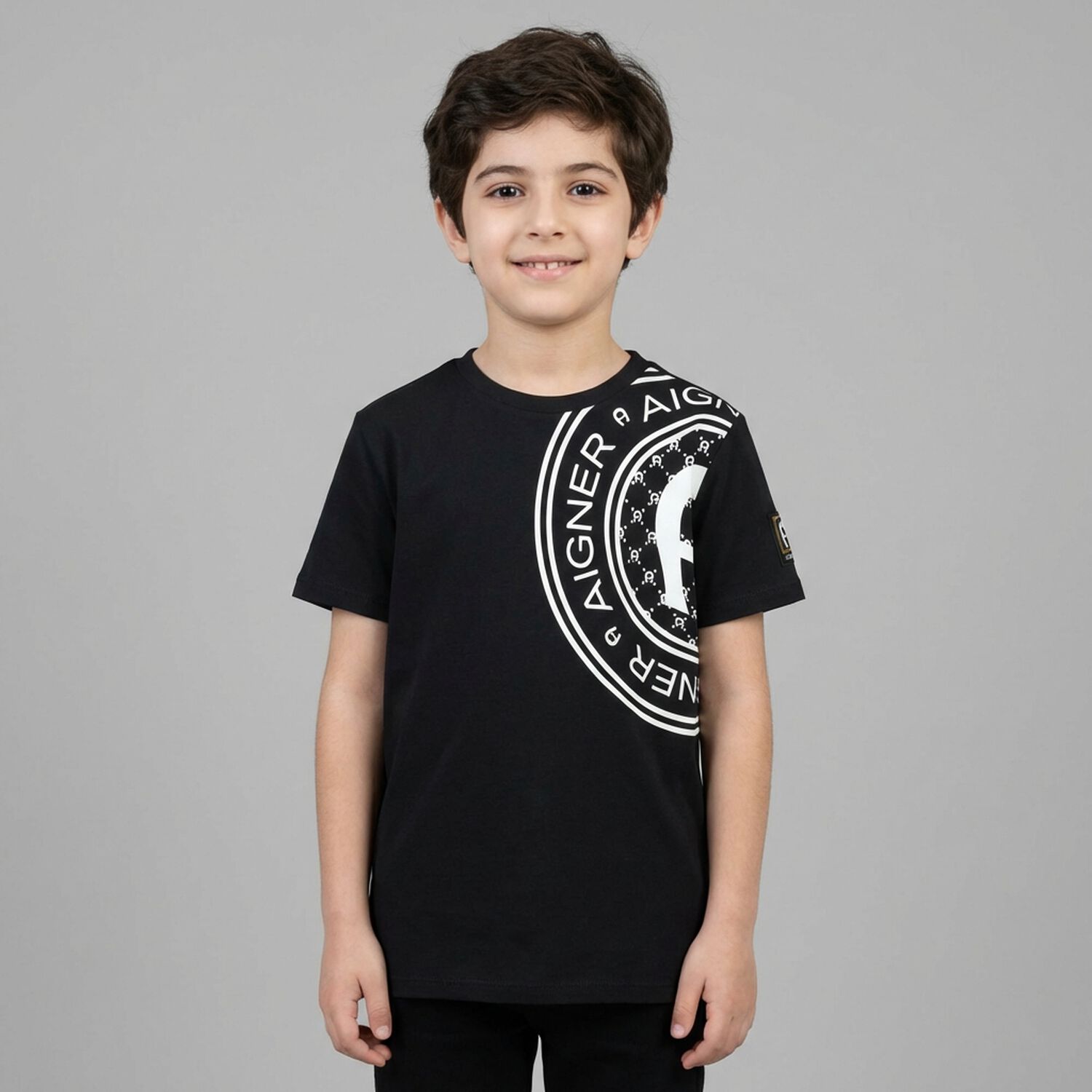 Boys Black Logo T-Shirt, 3, hi-res