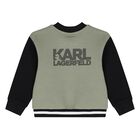 Younger Boys Green & Black Ikonik Karl Tracksuit Set, 1, hi-res