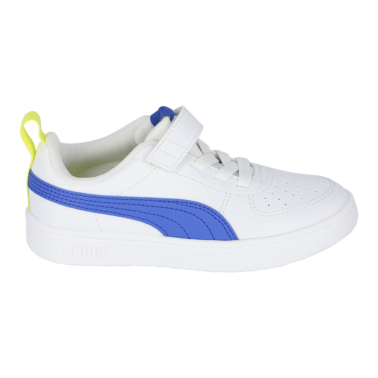 Boys White & Blue Rickie Trainers , 1, hi-res