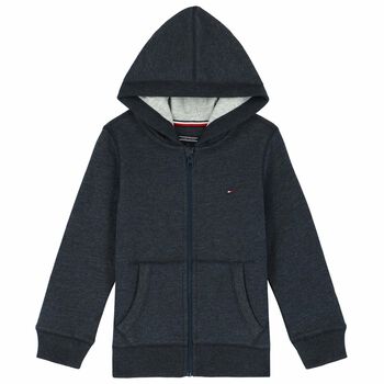 Boys Grey Hooded Zip Up Top