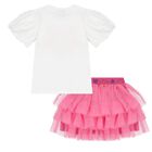 Girls White & Pink Heart Tulle Skirt Set, 1, hi-res